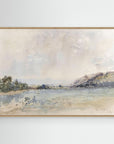 Calm Water Landscape Canvas | Coastal Wall Art for Neutral Home Decor Oak