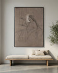 Vintage Woman Figure Sketch Canvas Wall Art | Neutral Figurative Drawing