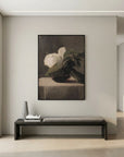 Vintage White Floral Canvas Wall Art | Moody Botanical Still Life Painting