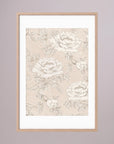 Blush Rose Wallpaper Pattern Vintage Wall Art Print Oak Nature White