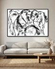 Black & White Horse Sketch Canvas Wall Art | Vintage Equestrian Drawing