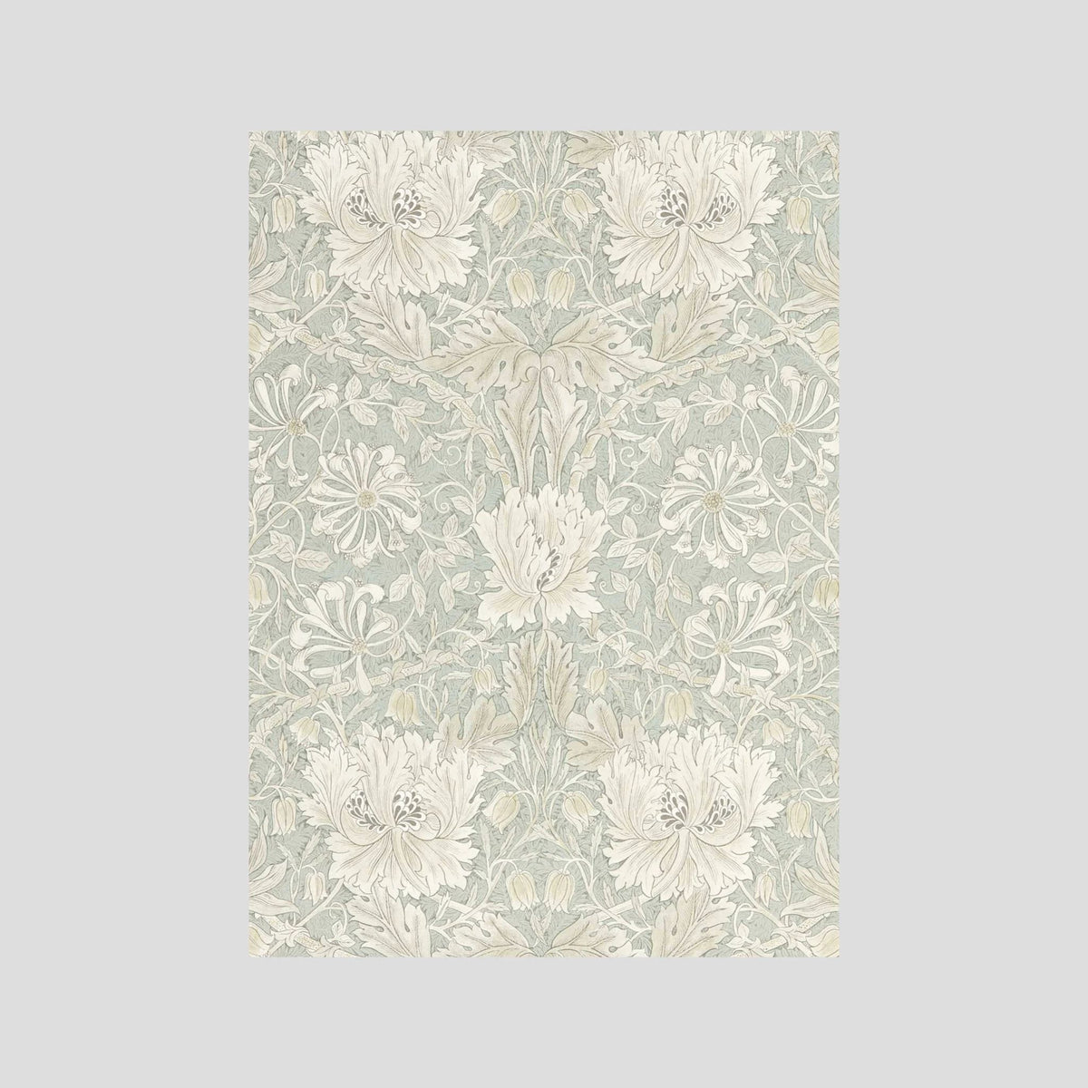 Pale Green Floral Wallpaper Pattern Vintage Wall Art Print No Frame No border