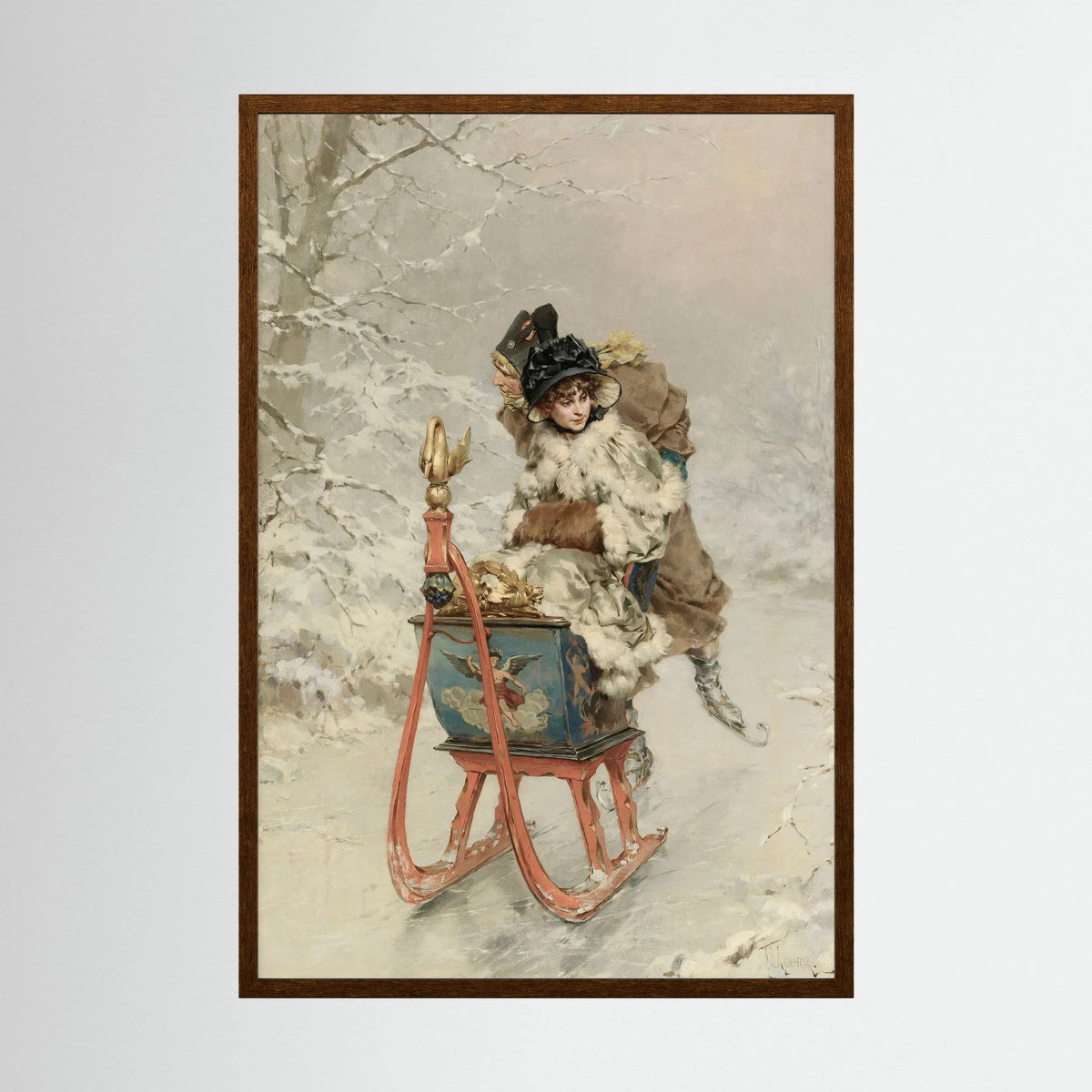 Vintage Winter Sleigh Art Print