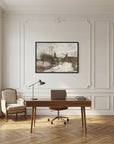 Vintage Snowy Village Art Print