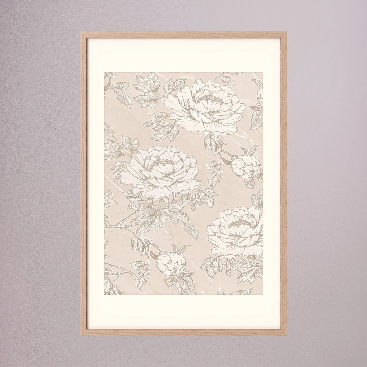 Blush Rose Wallpaper Pattern Vintage Wall Art Print Oak Nature Freja