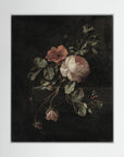 Vintage Floral Canvas Wall Art | Moody Botanical Flower Painting