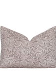 Irene Floral Block Printed Pillow Cover | Burgundy, Muted Sage Green + Greige | Lumbar