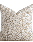 Ochre Floral Block Printed Pillow Cover | Mustard