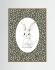Bunny Green Botanical Art Print | Children's Room & Nursery Wall Art Oak Nature No border