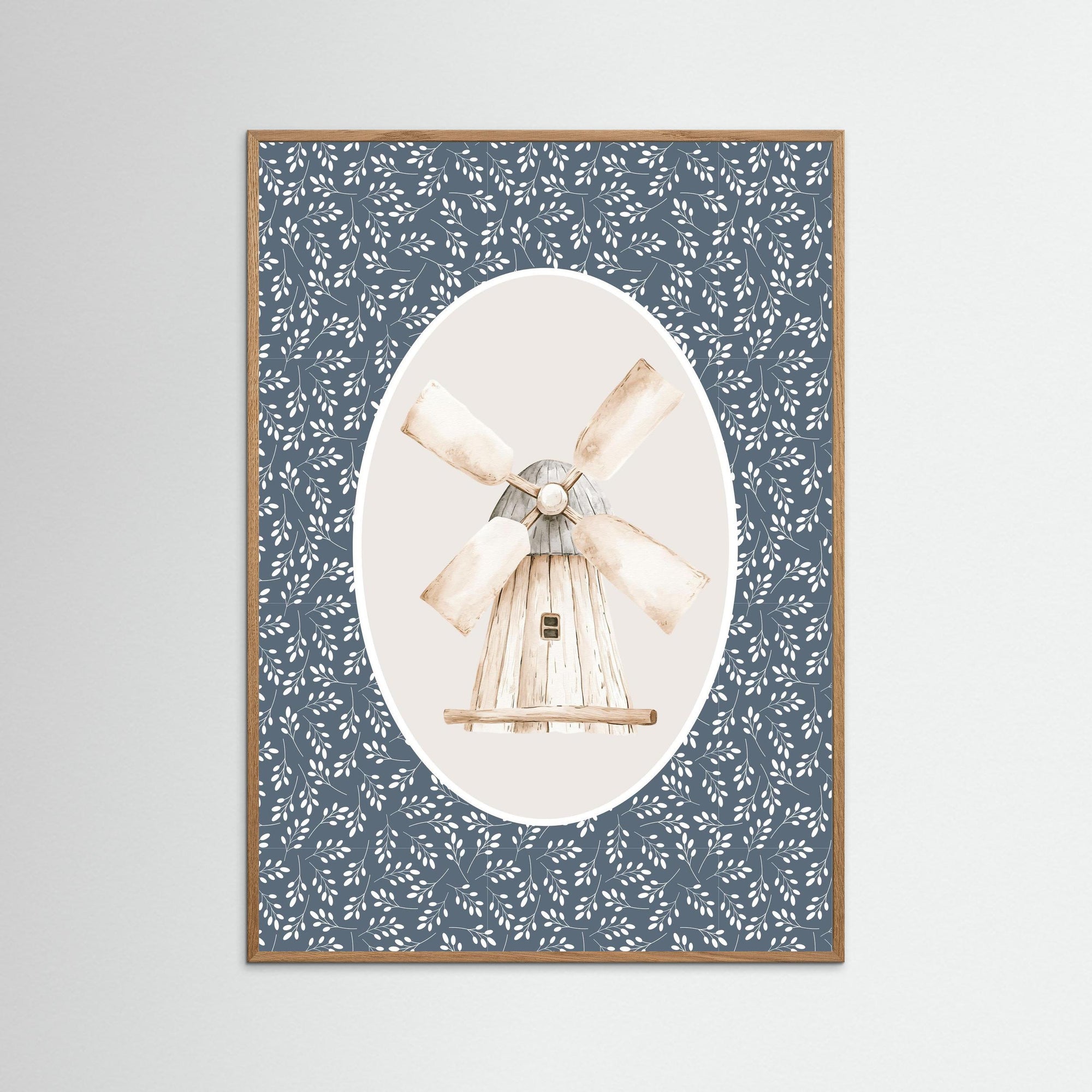 Windmill Art Print | Children's Room &amp; Nursery Wall Art Oak Nature