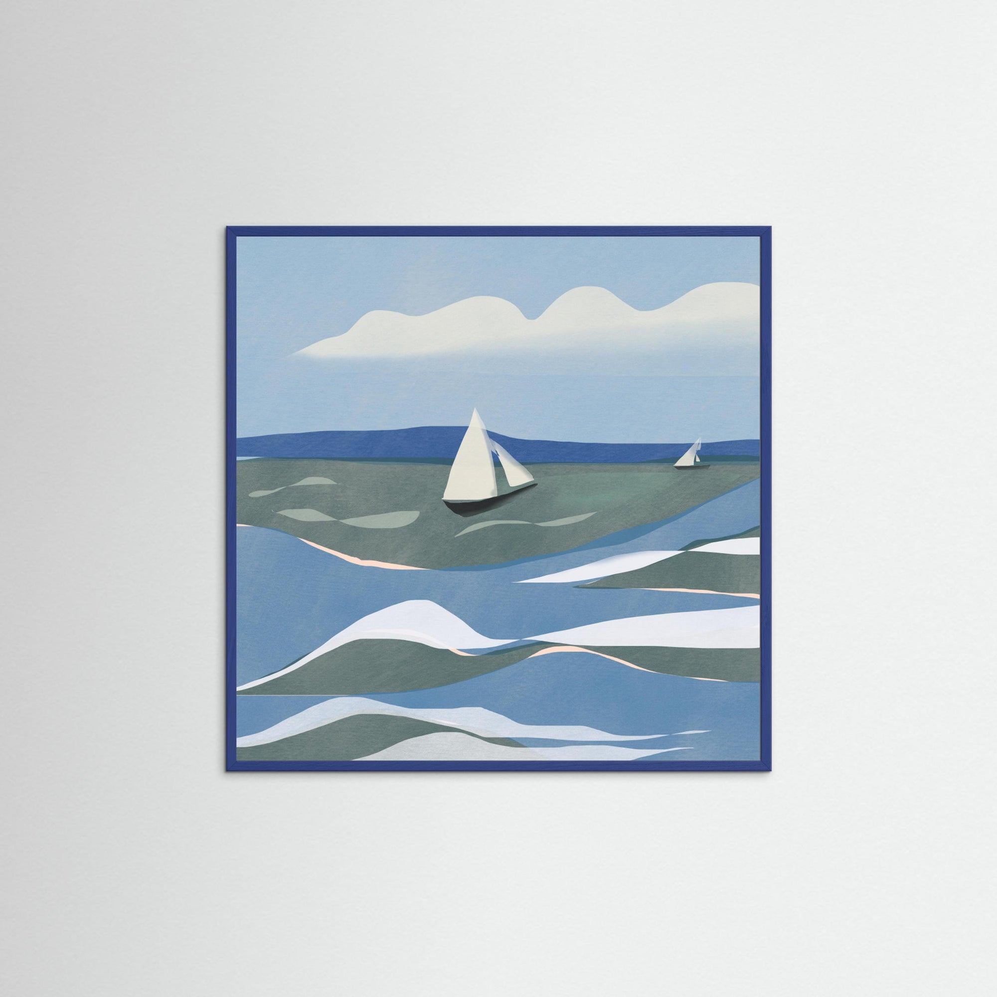 Rough Sea by Little Dean Blue Wood No border