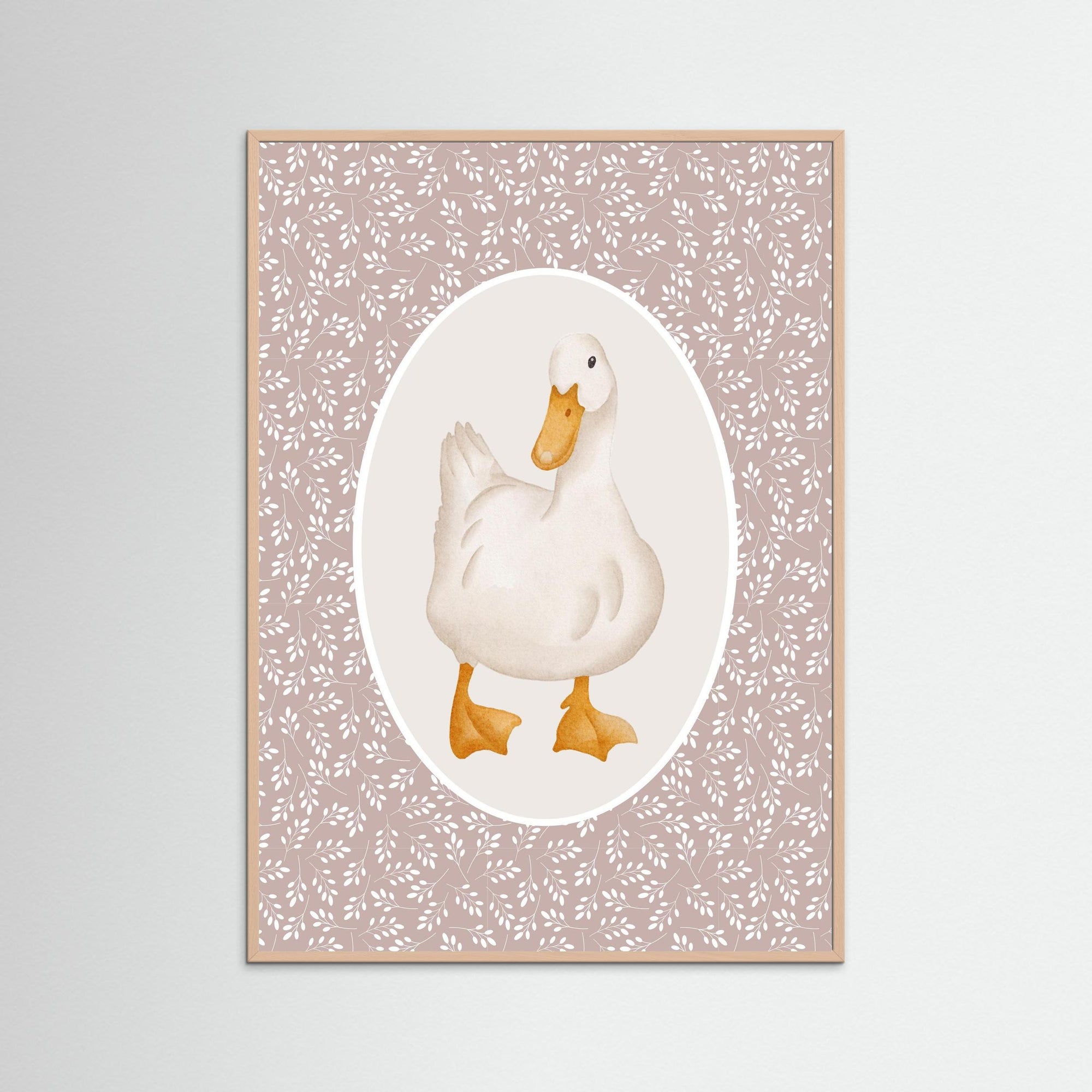 Duck Pink Botanical Art Print | Children's Room &amp; Nursery Wall Art Rose Wood