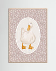Duck Pink Botanical Art Print | Children's Room & Nursery Wall Art Rose Wood