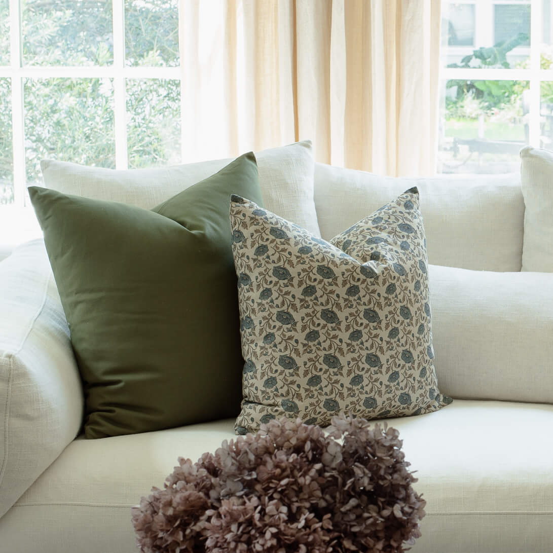 Mabel Blue Floral Pillow Cover