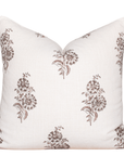 Marisol Floral Block Printed Pillow Cover | Brown