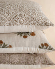 Margot Floral Block Printed Pillow Cover | Mustard, Green