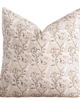 Magnolia Floral Block Printed Pillow Cover | Burgundy, Mustard