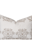 Pilar Floral Block Printed Pillow Cover | Olive, Light Brown, Tan | Lumbar