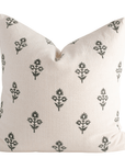 Mia Floral Block Printed Pillow Cover | Forest Green