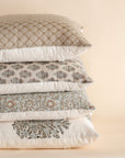 Milena Floral Block Printed Pillow Cover | Blue, Green, Light Brown