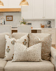 Arlet Floral Block Printed Pillow Cover | Light Brown