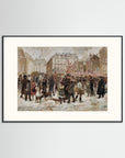 Vintage Parisian Street Scene Art Print Black Wood Freja