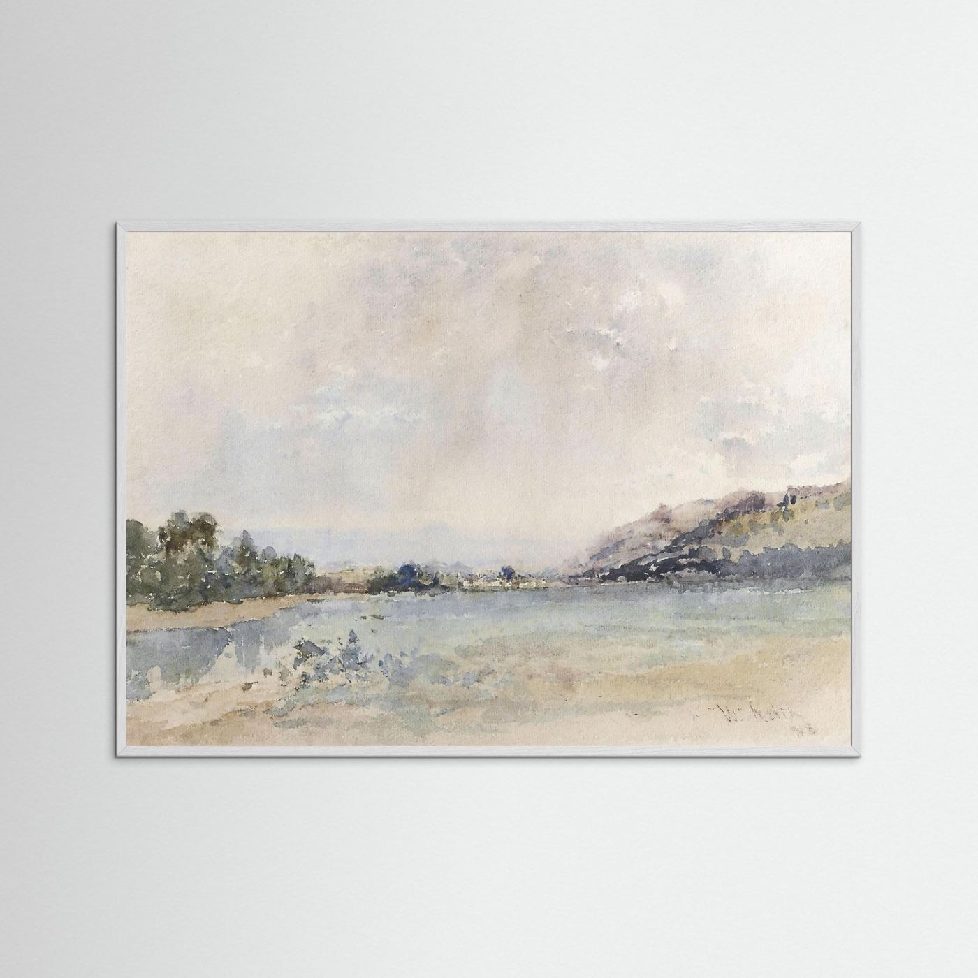 Calm Water Landscape Print | Coastal Wall Art for Neutral Home Decor White Wood No border