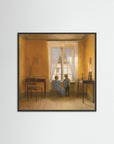 Timeless Childhood Window Scene Artwork 50 x 50 cm 19 x 19″ Black Wood No border