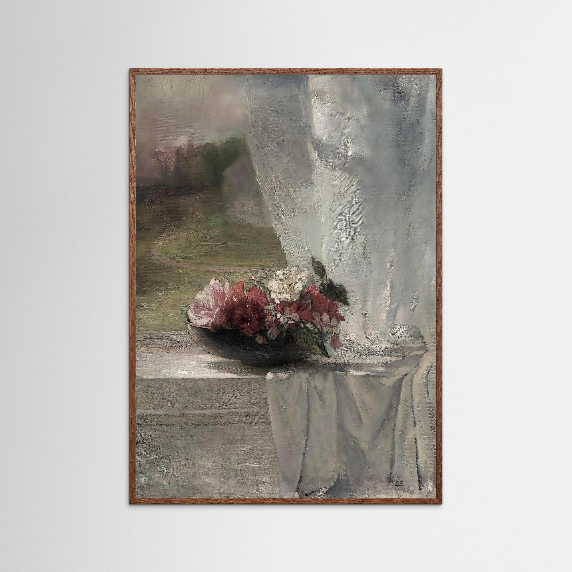 Spring Flowers Art Print Oak Dark No border