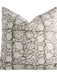 Jardim Floral Block Printed Pillow Cover | Olive