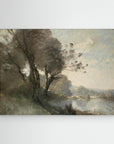 Vintage Riverside Landscape with Trees | Canvas No Frame