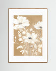 Neutral White Flowers Floral Art Print Oak Nature White