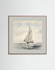 Soft Neutral Ocean Sailboat Print Oak Dark Grey