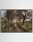Cottage Landscape Art Print Black Wood No border