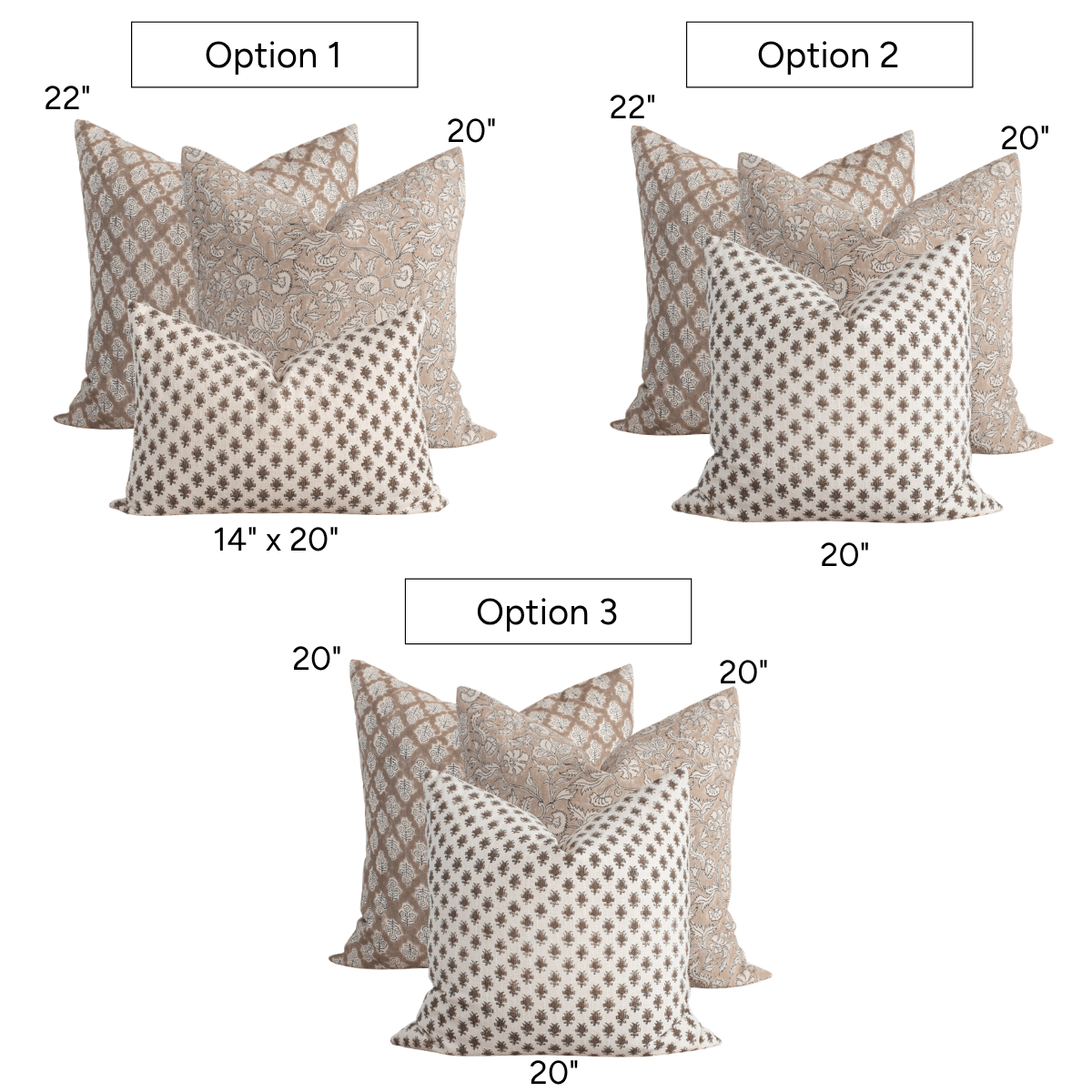 Maryam Pillow Combination | Set of Three Pillow Covers