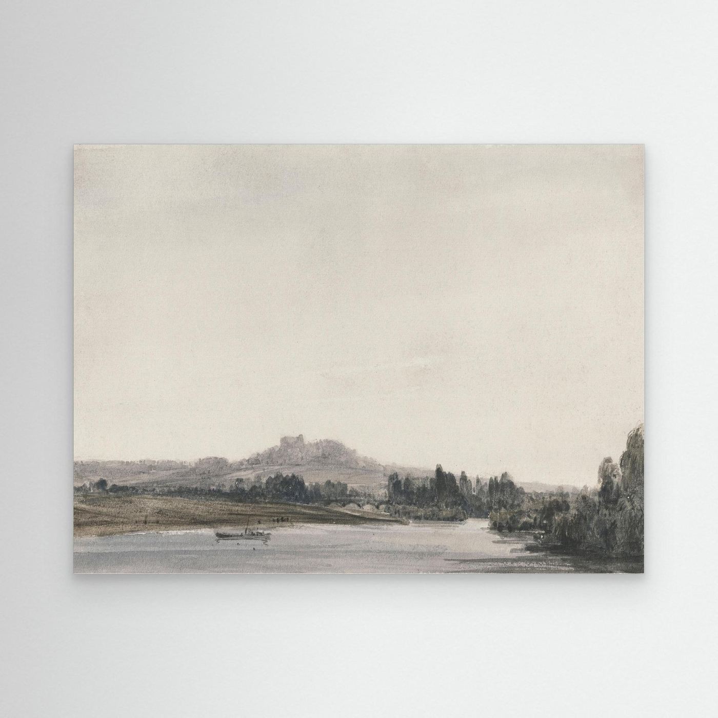 Neutral Lake Landscape Canvas Wall Art | Serene Water View Nature Artwork No Frame