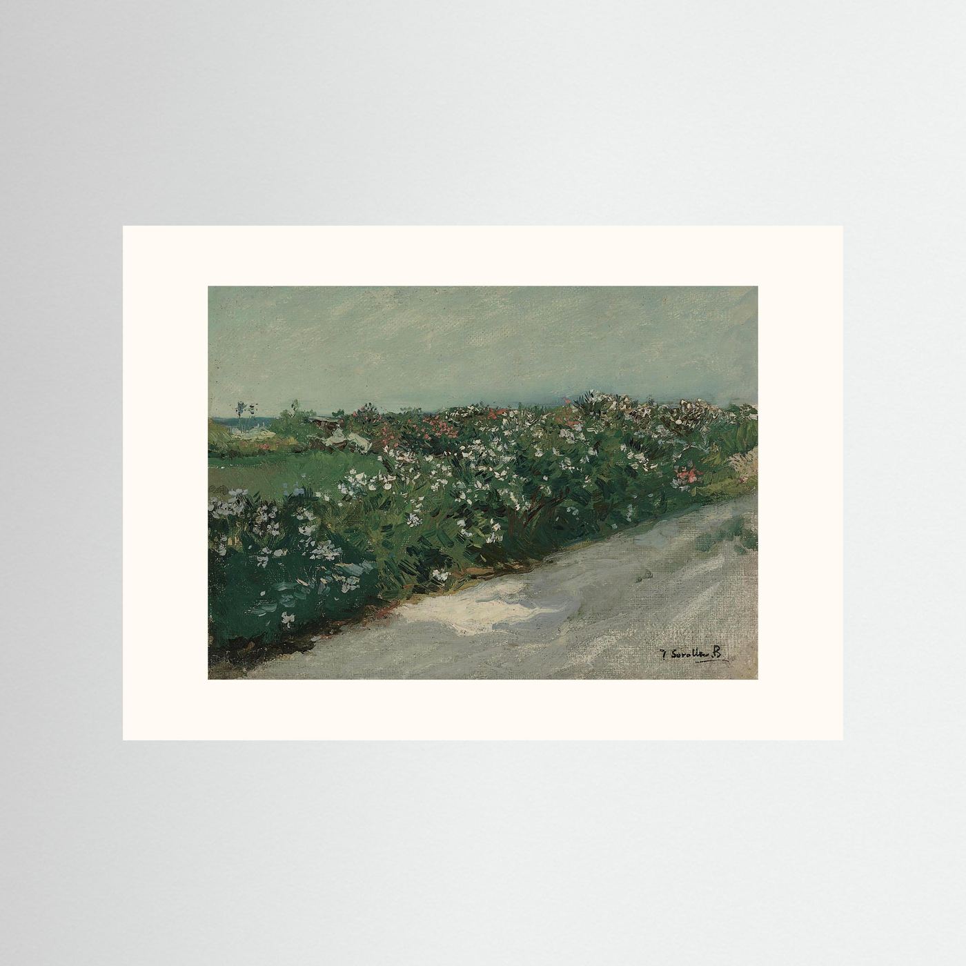 Countryside Road with Flowers Art Print