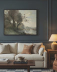 Vintage Riverside Landscape with Trees | Canvas
