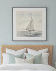 Soft Neutral Ocean Sailboat Print