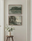 Vintage Riverside Landscape with Trees Fine Art Print