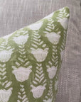Irving Floral Block Printed Pillow Cover | Green
