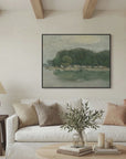 Vintage European Riverside Village Landscape Canvas
