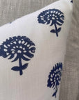 Dover Floral Block Printed Pillow Cover | Blue