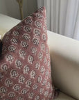 Kay Floral Block Printed Pillow Cover | Rust