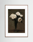White Floral Vase Art Print Oak Dark White