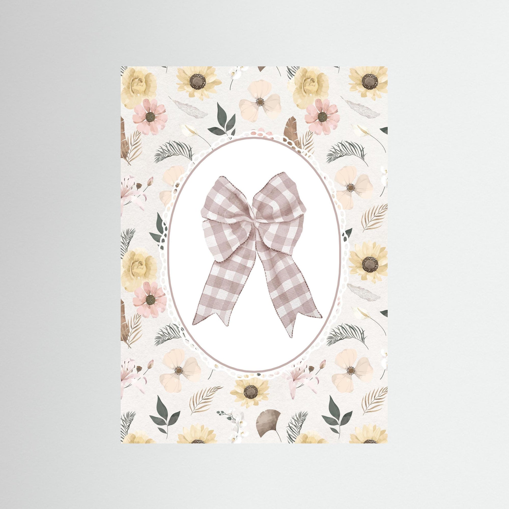 Pink Gingham Bow Wall Art | Girls Bedroom & Nursery Decor No Frame