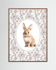 Vintage Style Botanical Bunny Art | Children's Room Decor Oak Dark