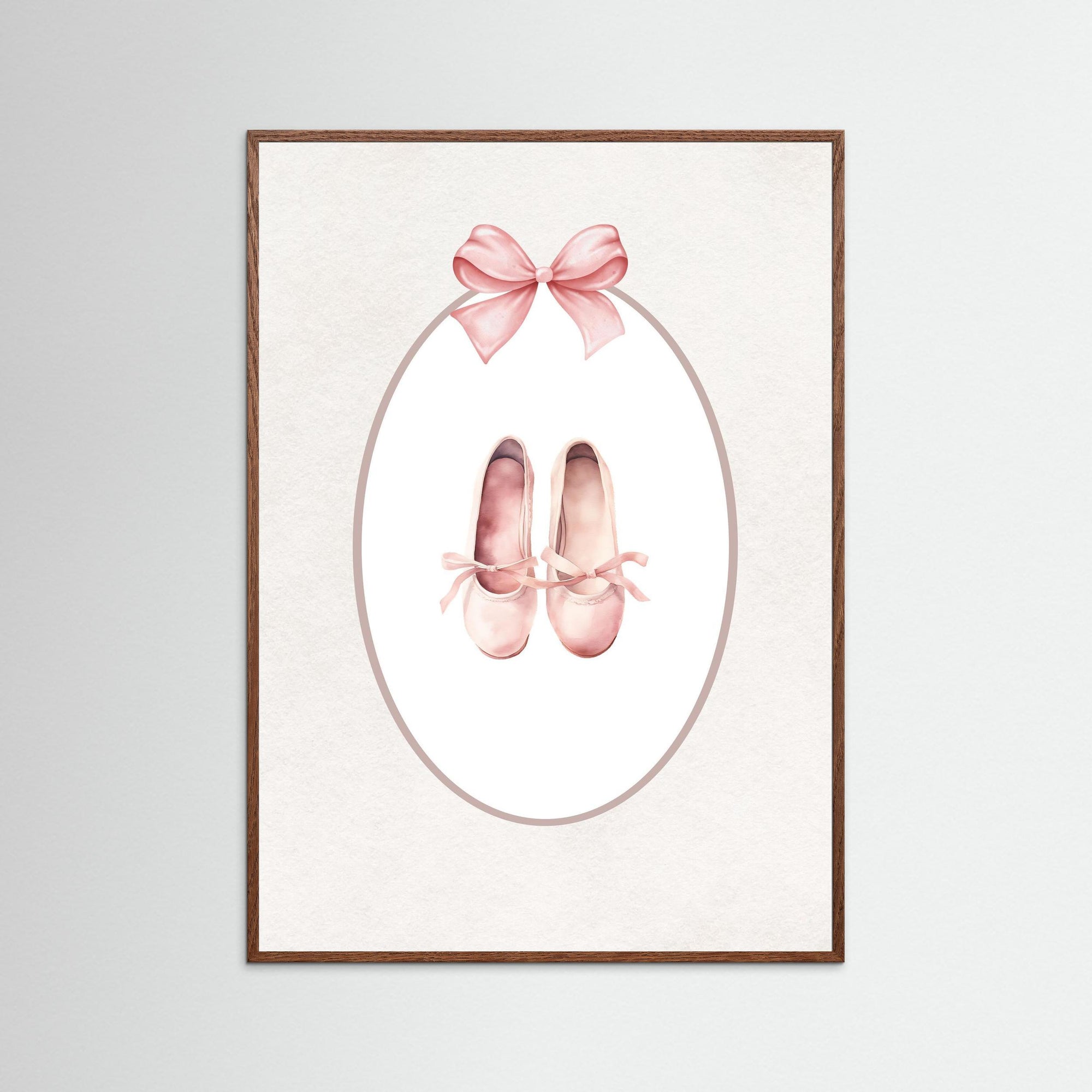 Pink Shoes Art Print | Girls Room & Nursery Wall Art Oak Dark