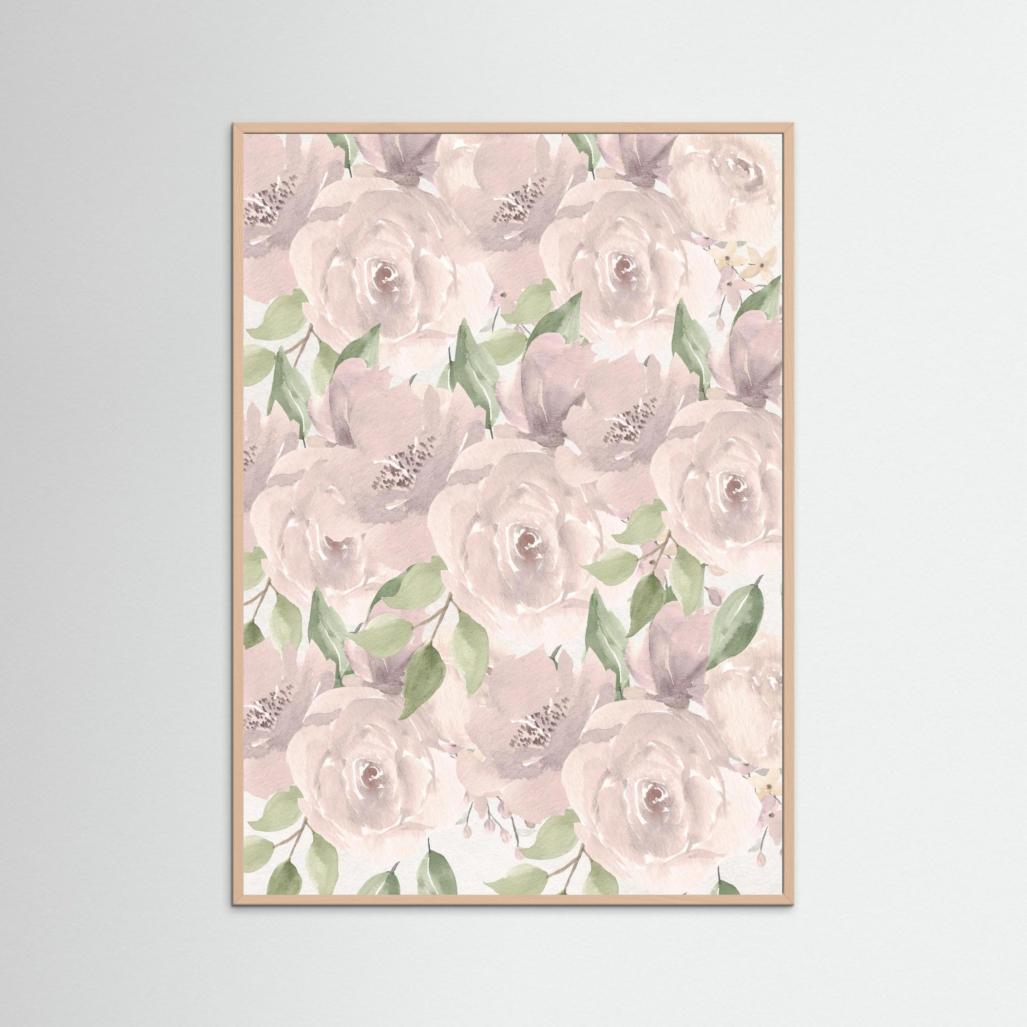Soft Pink Floral Illustration | Children's Room Wall Art Rose Wood