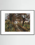 Cottage Landscape Art Print Black Wood White